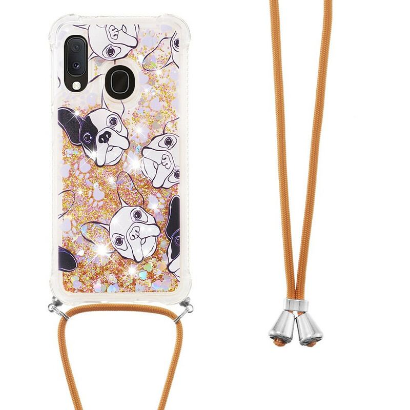 Cover Samsung Galaxy A20e Med Snor Hunde Med Pailletter Med Snoretræk