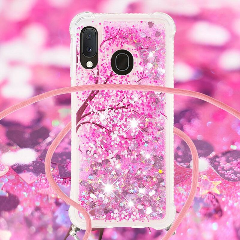 Cover Samsung Galaxy A20e Med Snor Sequin Snøretræ