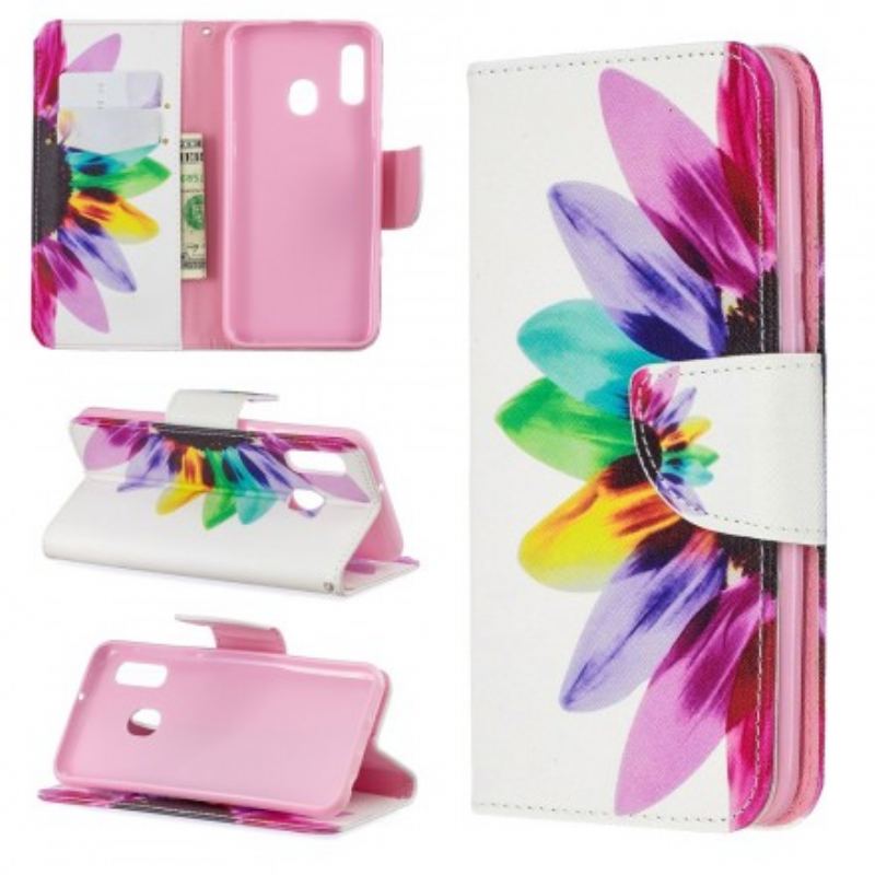 Flip Cover Samsung Galaxy A20e Akvarel Blomst