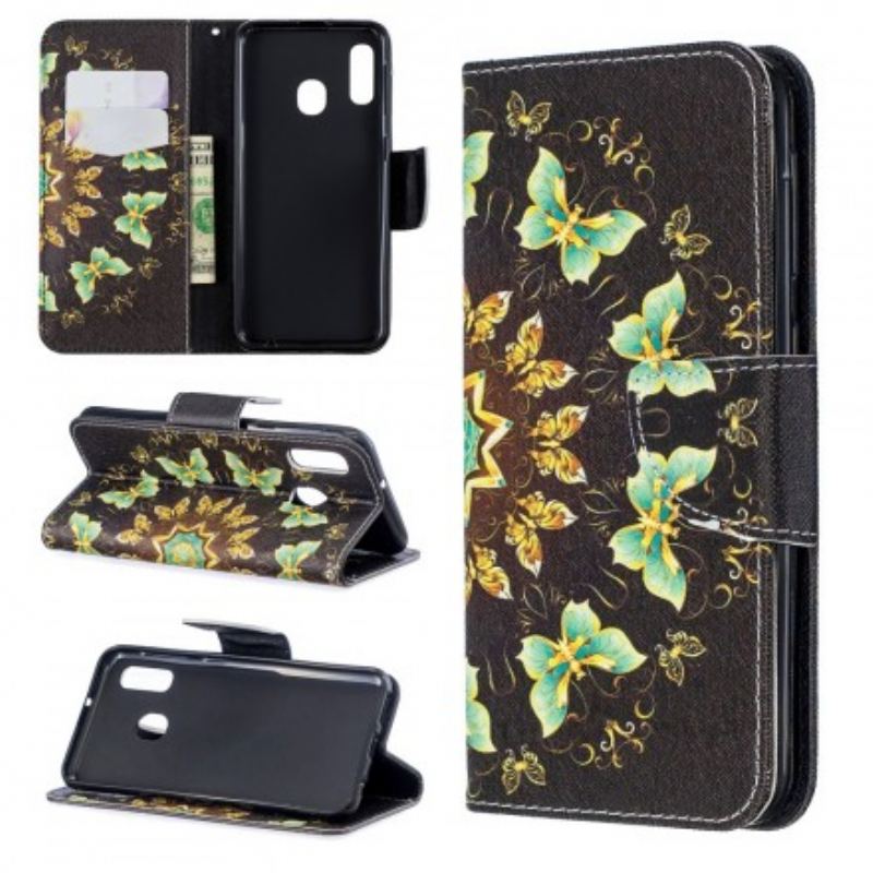 Flip Cover Samsung Galaxy A20e Mandala Sommerfugle