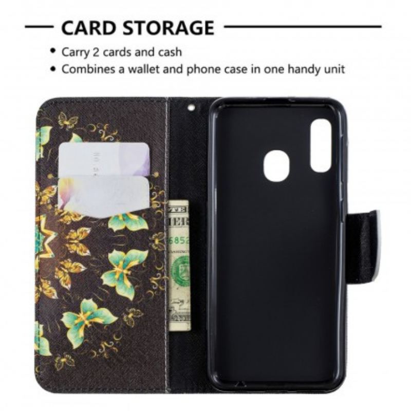 Flip Cover Samsung Galaxy A20e Mandala Sommerfugle