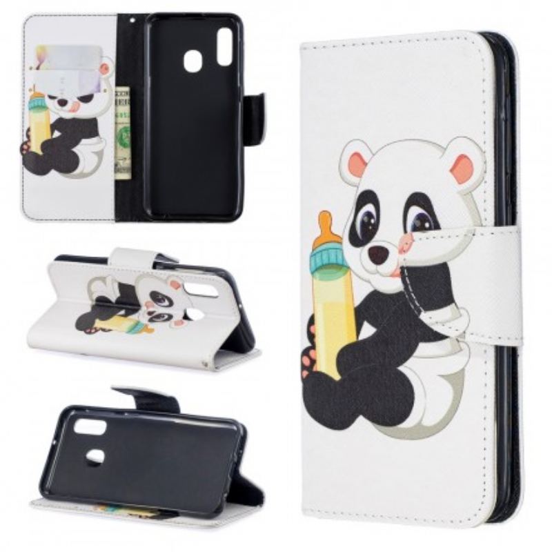 Læder Cover Samsung Galaxy A20e Baby Panda