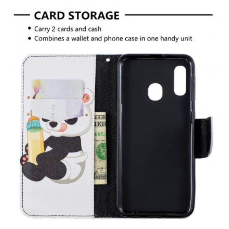 Læder Cover Samsung Galaxy A20e Baby Panda