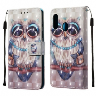 Læder Cover Samsung Galaxy A20e Frøken Ugle