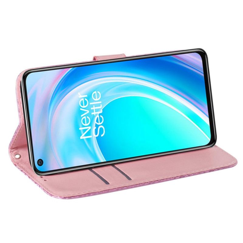 Flip Cover OnePlus Nord 2T 5G Med Snor Strappy Geometriske Blomster