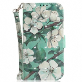 Flip Cover OnePlus Nord 2T 5G Med Snor Strappy Hvide Blomster