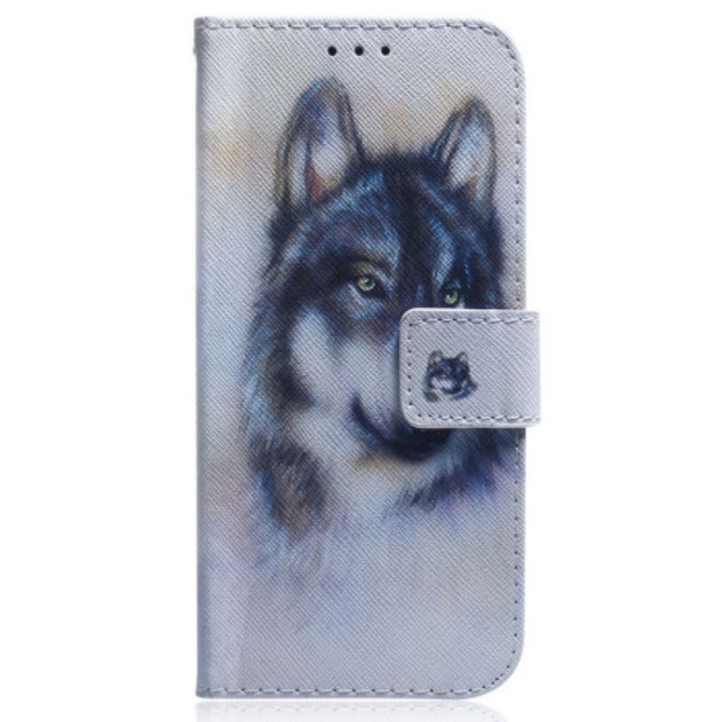 Læder Cover OnePlus Nord 2T 5G Med Snor Strappy Aquarel Wolf