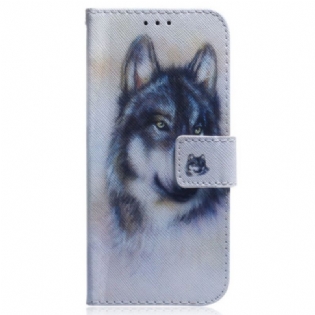 Læder Cover OnePlus Nord 2T 5G Med Snor Strappy Aquarel Wolf