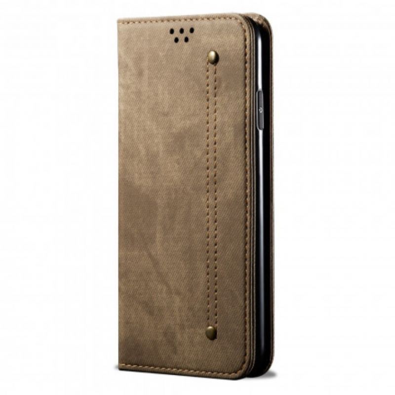 Cover Realme C21 Flip Cover Tekstur På Jeans I Imiteret Læder