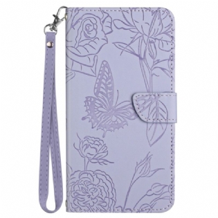Flip Cover OnePlus Nord CE 2 Lite 5G Diskrete Sommerfugle Og Snor