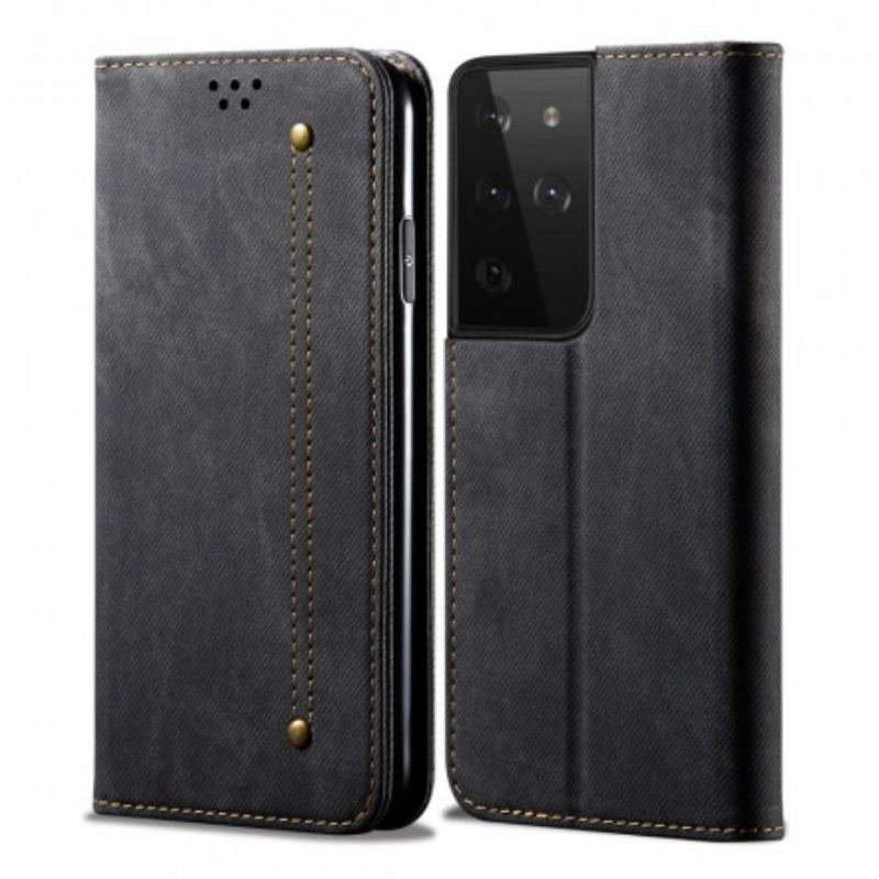 Cover Samsung Galaxy S21 Ultra 5G Flip Cover Denim Stof