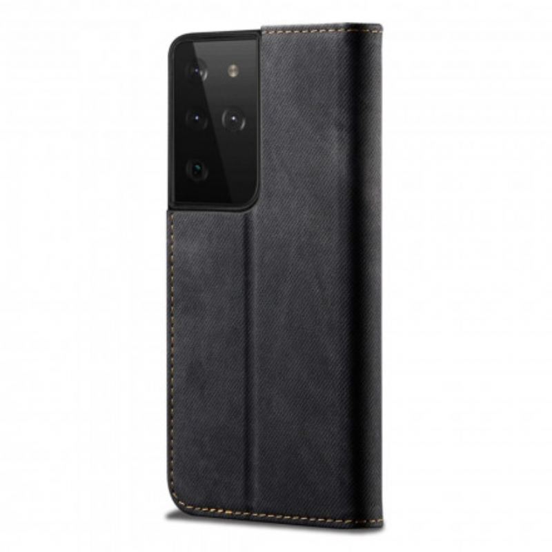 Cover Samsung Galaxy S21 Ultra 5G Flip Cover Denim Stof