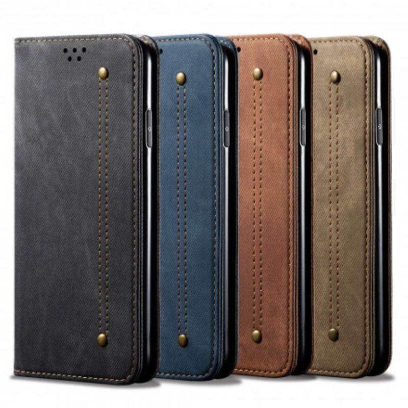 Cover Samsung Galaxy S21 Ultra 5G Flip Cover Denim Stof