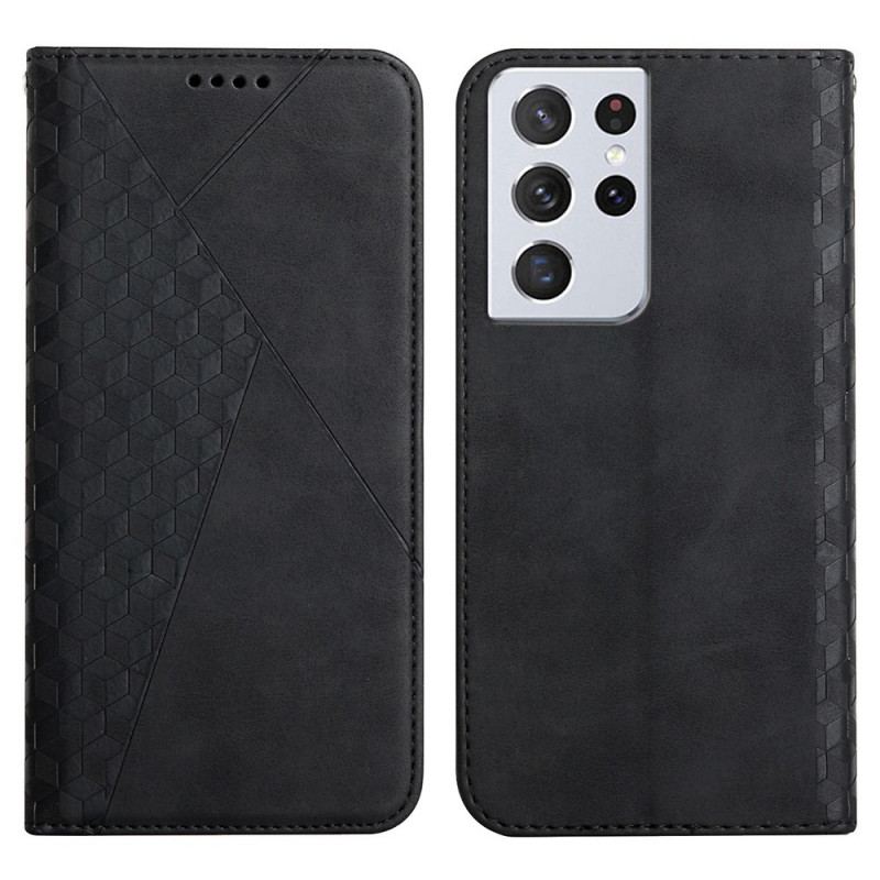Cover Samsung Galaxy S21 Ultra 5G Flip Cover Geo Lædereffekt