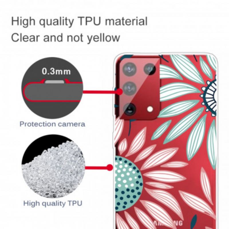 Cover Samsung Galaxy S21 Ultra 5G Gennemsigtig En Blomst