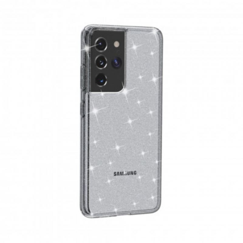 Cover Samsung Galaxy S21 Ultra 5G Gennemsigtige Pailletter