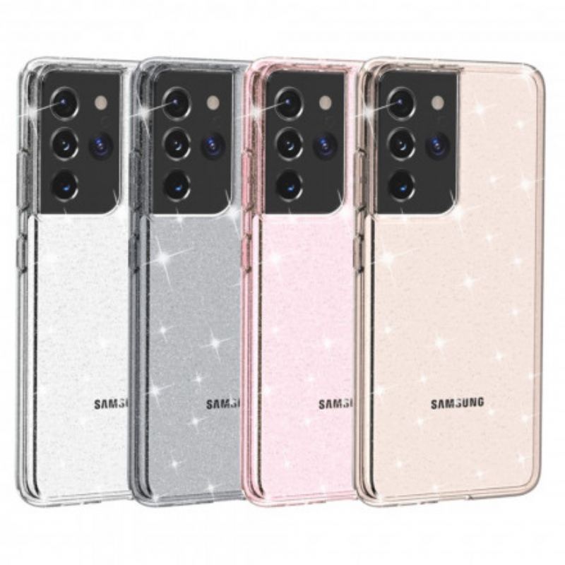 Cover Samsung Galaxy S21 Ultra 5G Gennemsigtige Pailletter