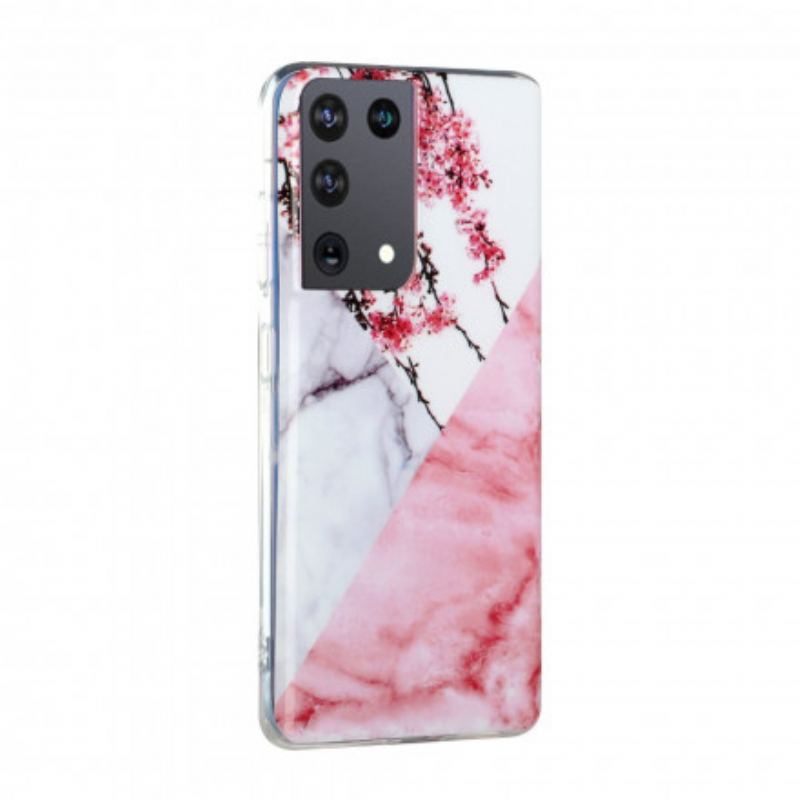 Cover Samsung Galaxy S21 Ultra 5G Marmoreret Blommeblomst