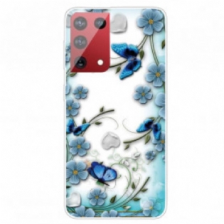 Cover Samsung Galaxy S21 Ultra 5G Retro Sommerfugle Og Blomster