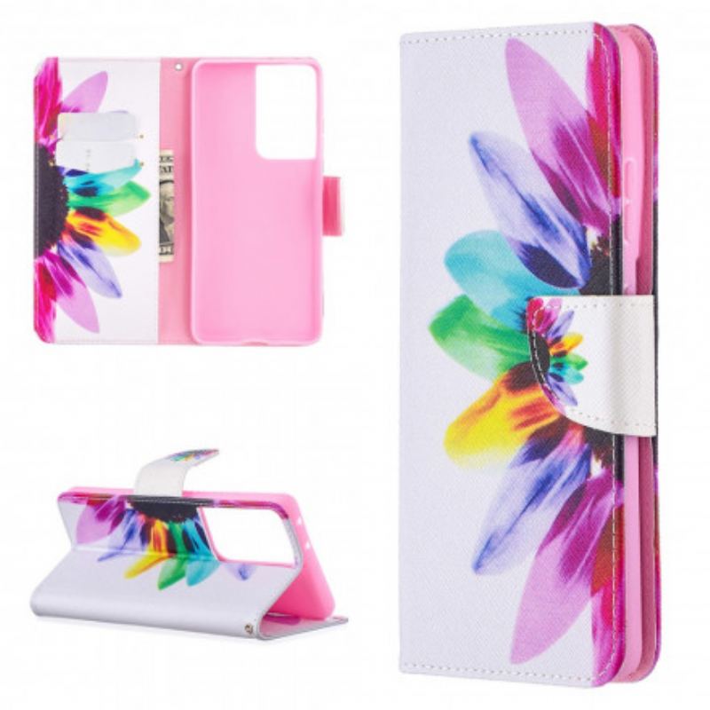 Flip Cover Samsung Galaxy S21 Ultra 5G Akvarel Blomst