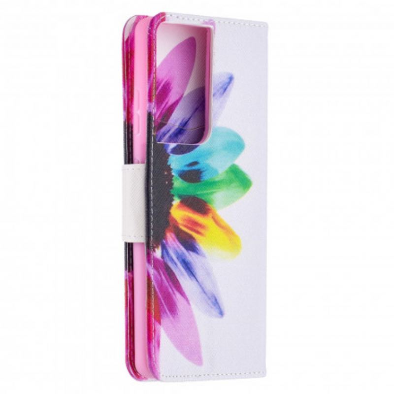 Flip Cover Samsung Galaxy S21 Ultra 5G Akvarel Blomst