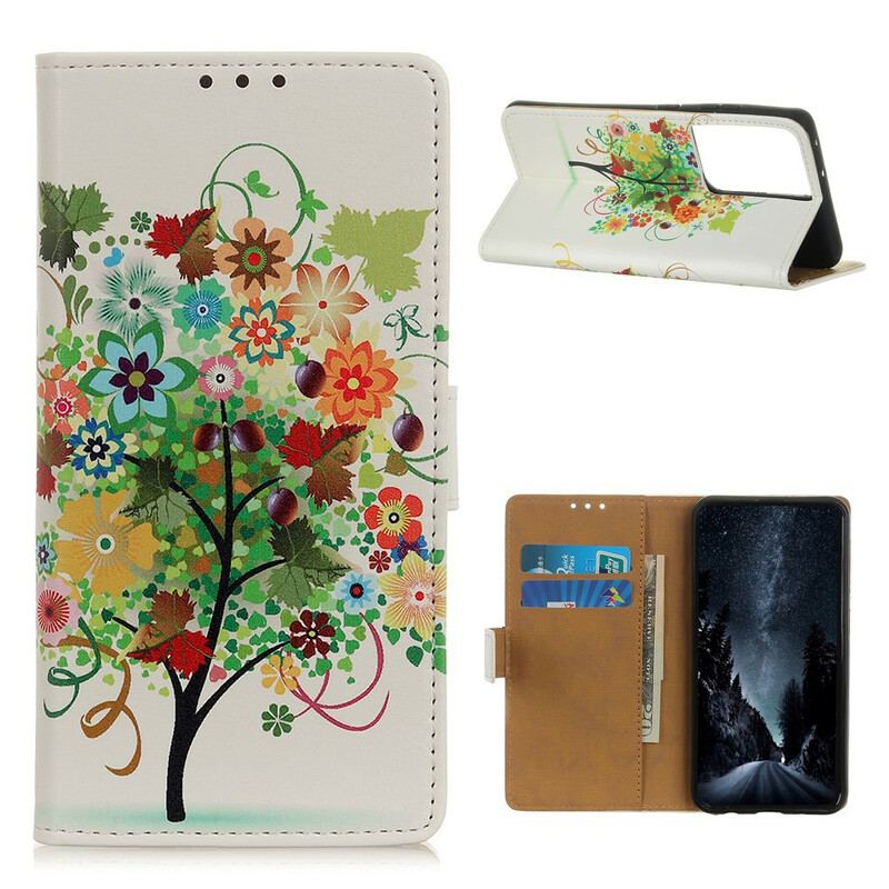 Flip Cover Samsung Galaxy S21 Ultra 5G Blomstrende Træ