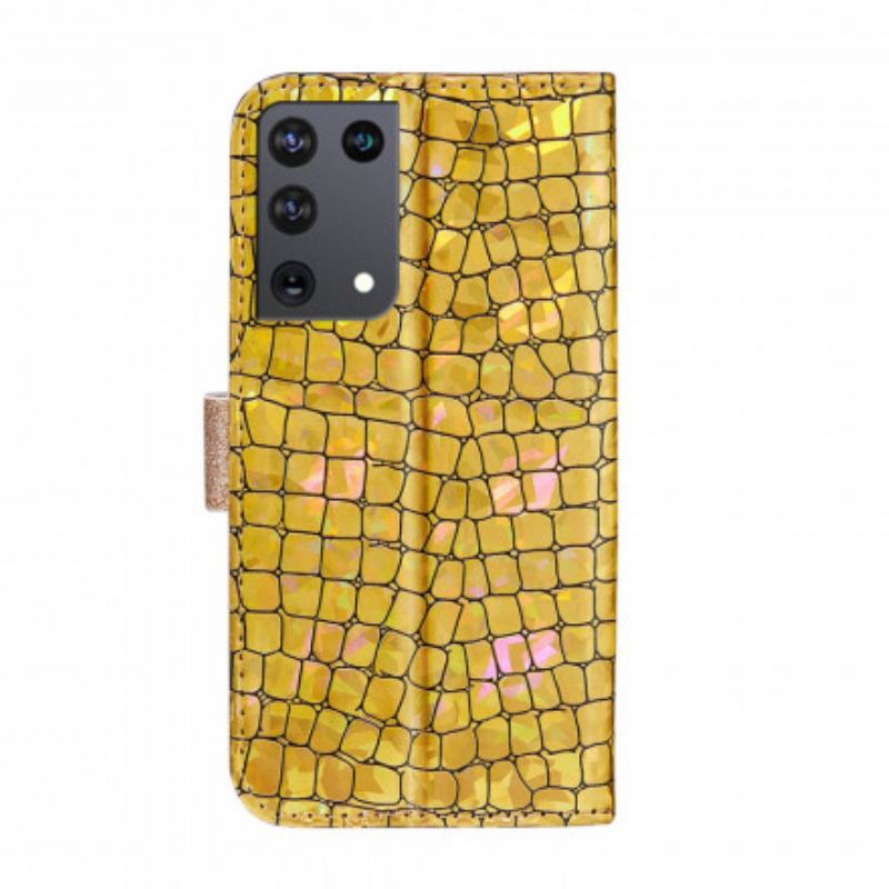Flip Cover Samsung Galaxy S21 Ultra 5G Krokodille Diamanter