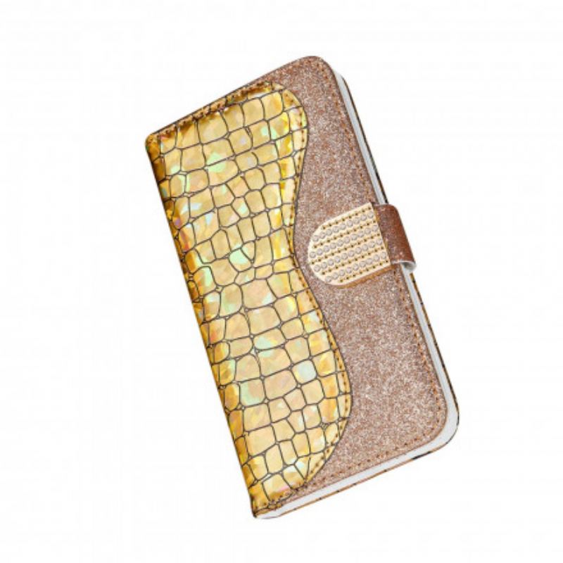 Flip Cover Samsung Galaxy S21 Ultra 5G Krokodille Diamanter