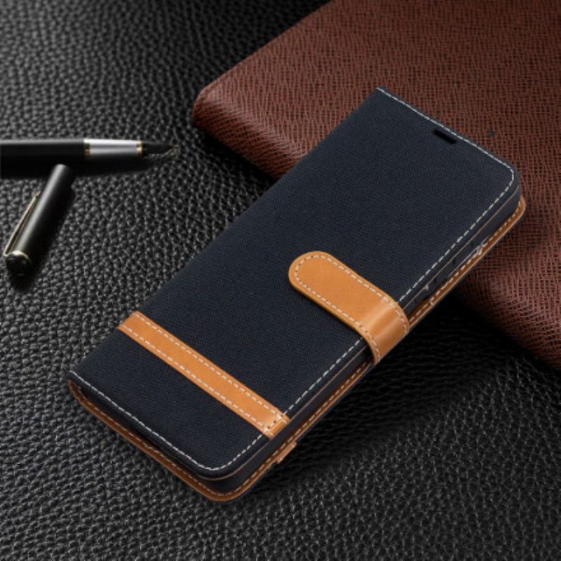 Flip Cover Samsung Galaxy S21 Ultra 5G Med Snor Stof- Og Lædereffektrem