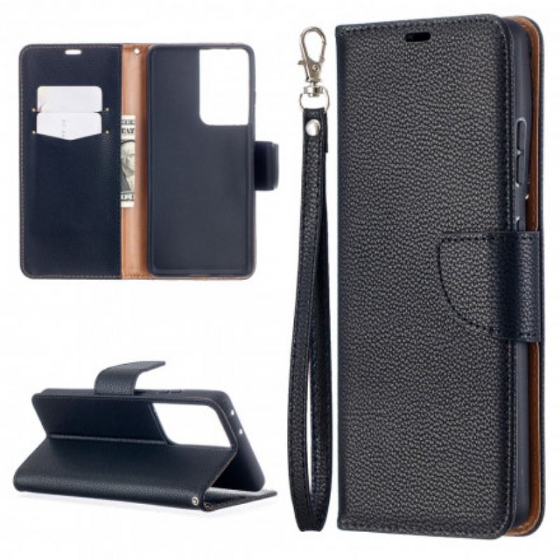 Læder Cover Samsung Galaxy S21 Ultra 5G Flip Cover Litchi Rabat Oblique