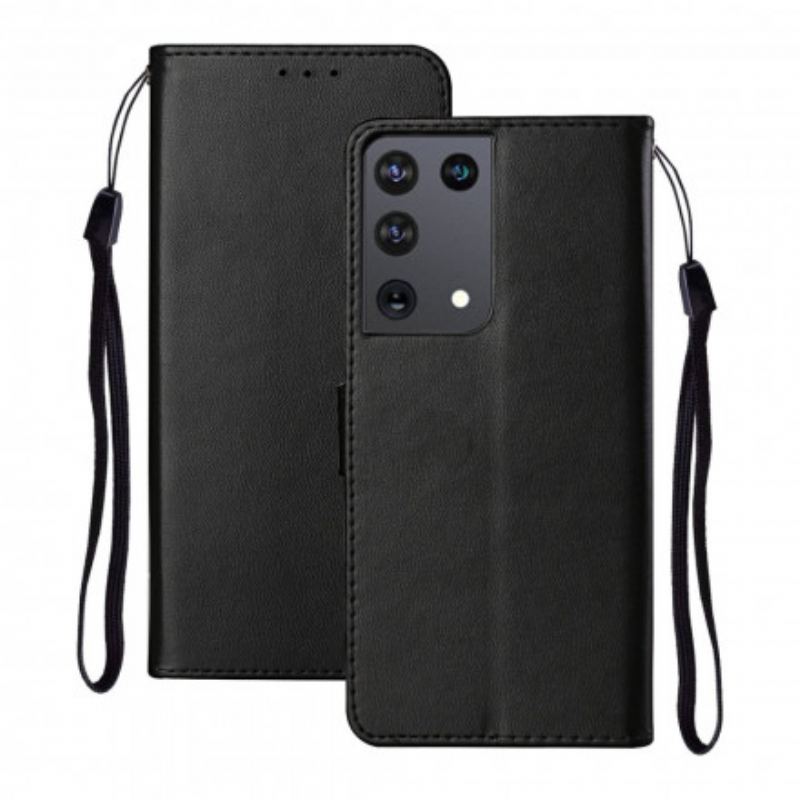 Læder Cover Samsung Galaxy S21 Ultra 5G Unikt Design Med Snor