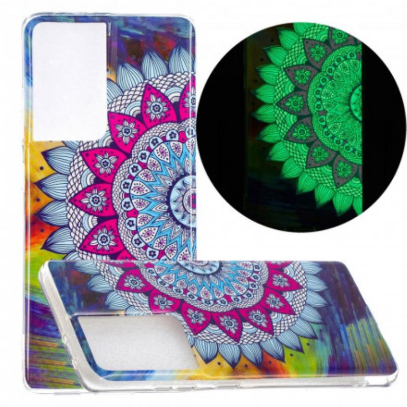Mobilcover Samsung Galaxy S21 Ultra 5G Fluorescerende Farverig Mandala