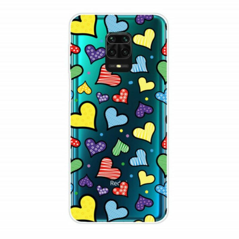 Cover Xiaomi Redmi Note 9S / 9 Pro Flerfarvede Hjerter