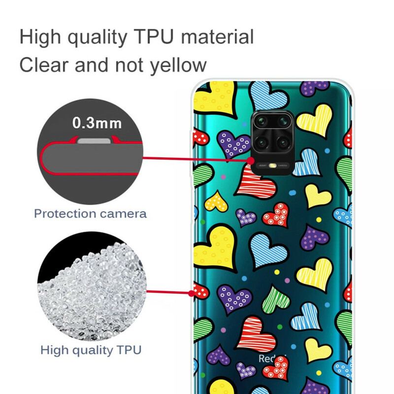 Cover Xiaomi Redmi Note 9S / 9 Pro Flerfarvede Hjerter