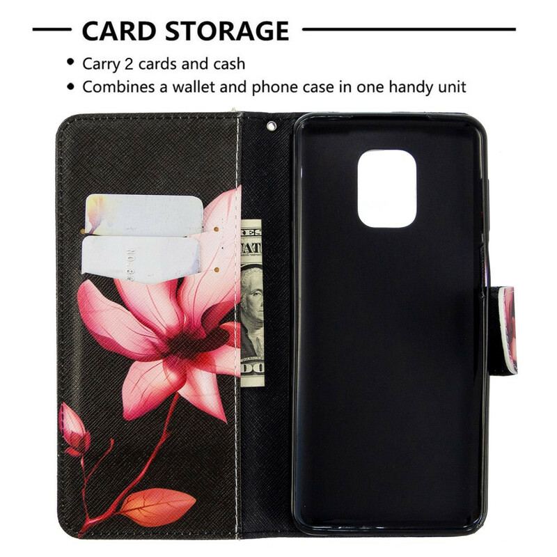 Flip Cover Xiaomi Redmi Note 9S / 9 Pro Lyserød Blomst