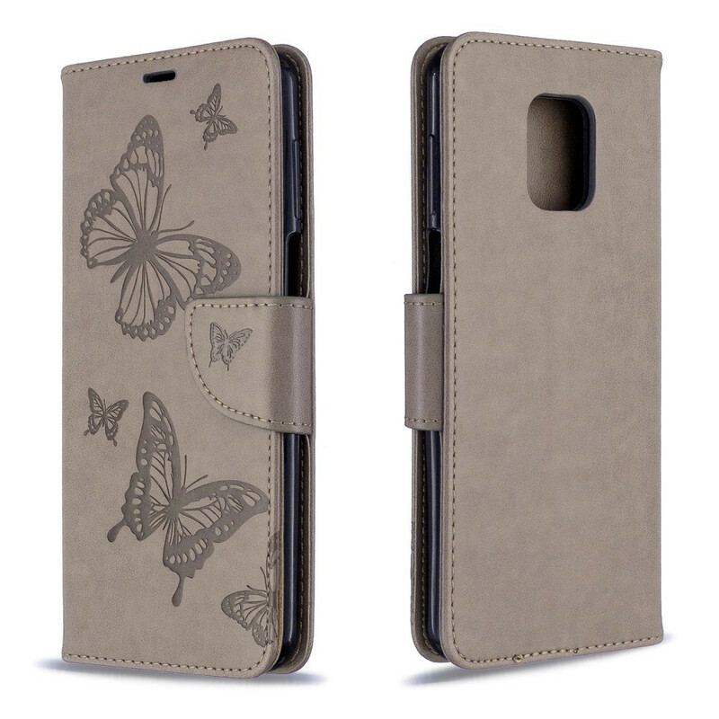 Flip Cover Xiaomi Redmi Note 9S / 9 Pro Med Snor Thong Sommerfugle
