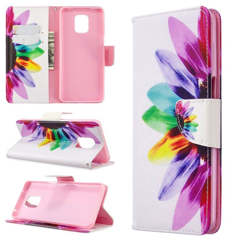 Læder Cover Xiaomi Redmi Note 9S / 9 Pro Akvarel Blomst