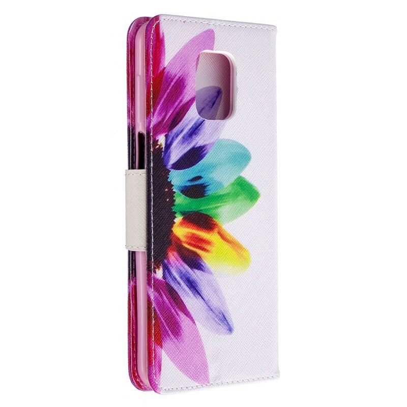 Læder Cover Xiaomi Redmi Note 9S / 9 Pro Akvarel Blomst