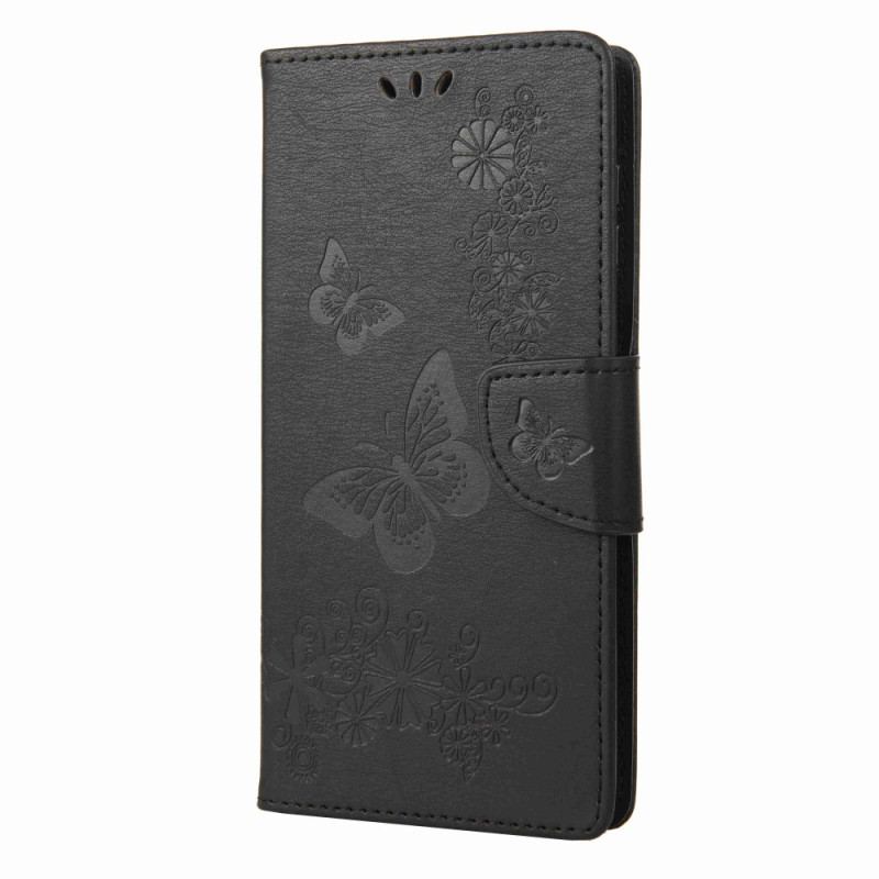 Flip Cover Samsung Galaxy A14 / A14 5G Med Snor Pragtfulde Stropsommerfugle