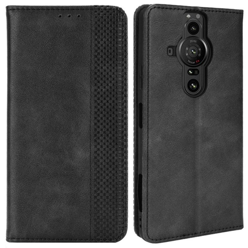 Cover Sony Xperia Pro-I Flip Cover Stiliseret Vintage Lædereffekt