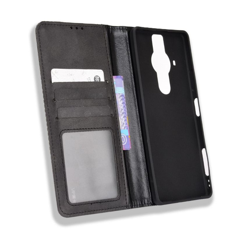 Cover Sony Xperia Pro-I Flip Cover Stiliseret Vintage Lædereffekt