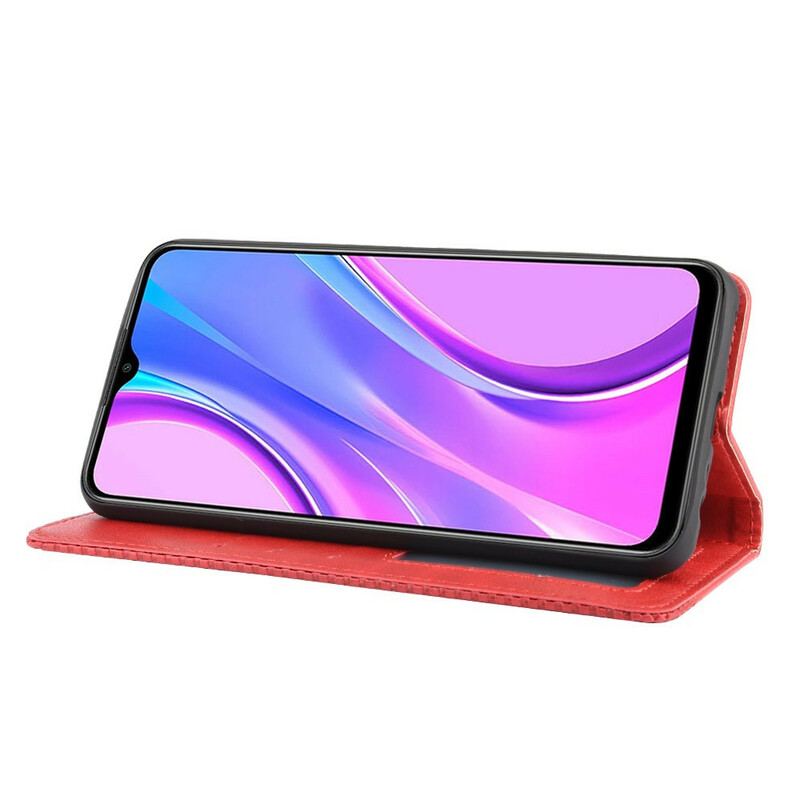 Cover Xiaomi Redmi 9 Flip Cover Stiliseret Vintage Lædereffekt
