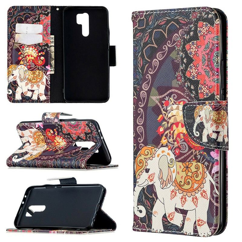 Flip Cover Xiaomi Redmi 9 Indiske Elefanter