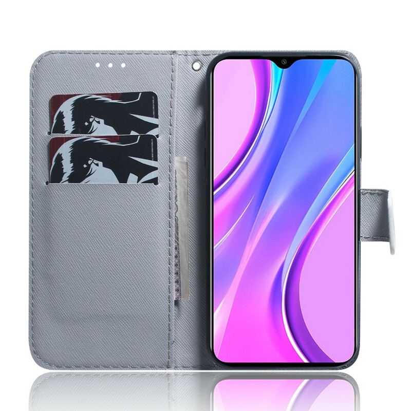 Læder Cover Xiaomi Redmi 9 Blomstrende Trægren