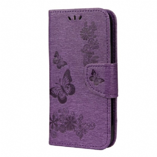 Flip Cover iPhone 12 Mini Med Snor Pragtfulde Stropsommerfugle