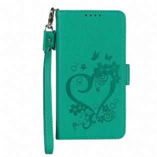 Flip Cover iPhone 12 Mini Med Snor Strappy Heart
