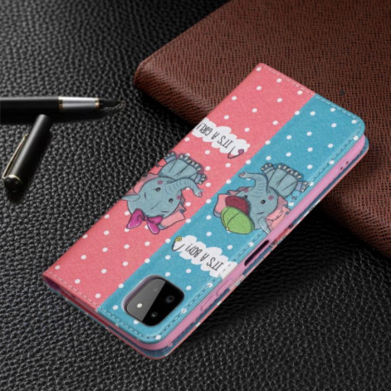 Cover Samsung Galaxy A22 5G Flip Cover Baby Elefanter