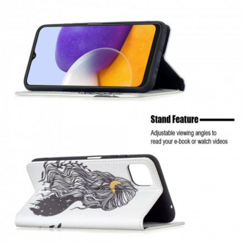 Cover Samsung Galaxy A22 5G Flip Cover Smuk Hår