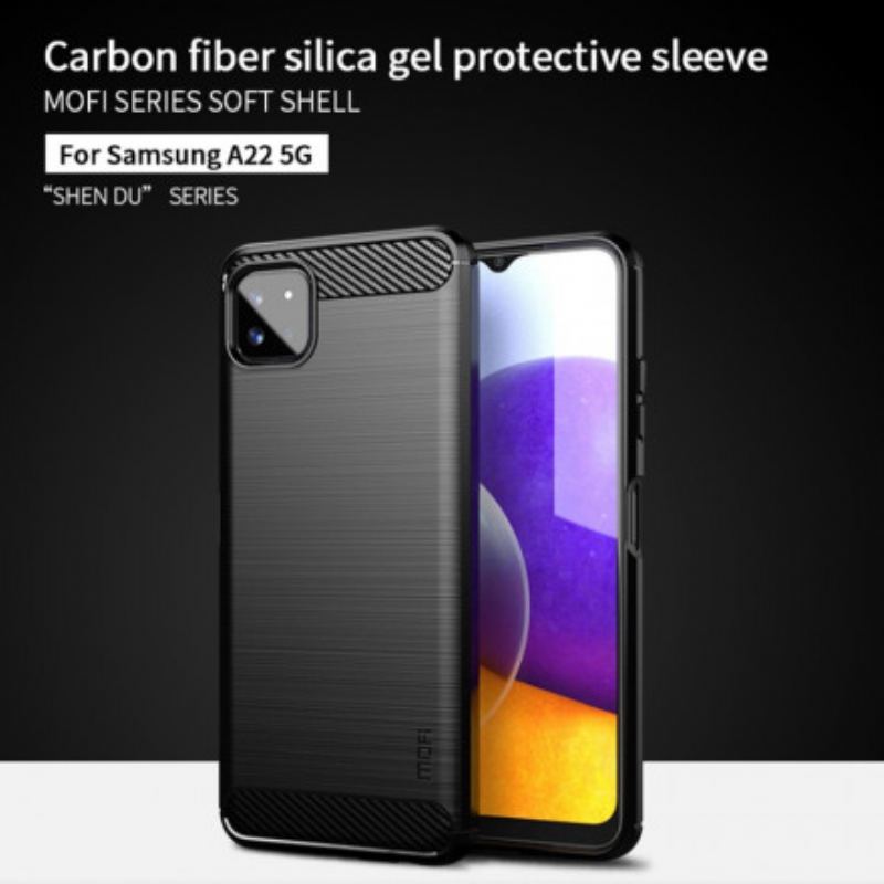 Cover Samsung Galaxy A22 5G Mofi Børstet Kulfiber