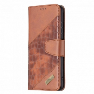 Flip Cover Samsung Galaxy A22 5G Klassisk Krokodilleskindseffekt